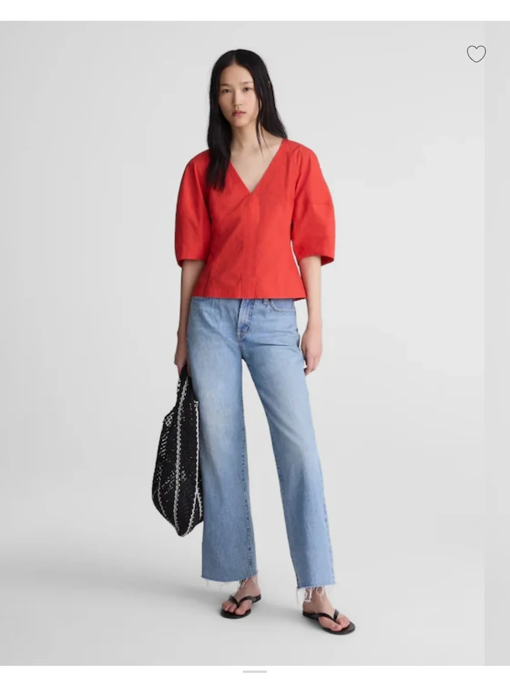 Madewell NWT Sculptural V-Neck Puff Sleeve Top - Women
